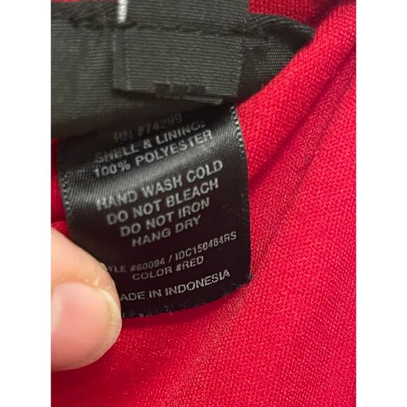 En Focus Studio Shift Mini Dress Beaded Neckline Stretch Bright Red Women's Sz 4 - Picture 4 of 9